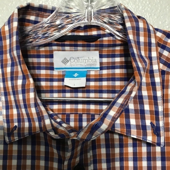 Columbia checkered long sleeve button up sz L T149 - Picture 3 of 4
